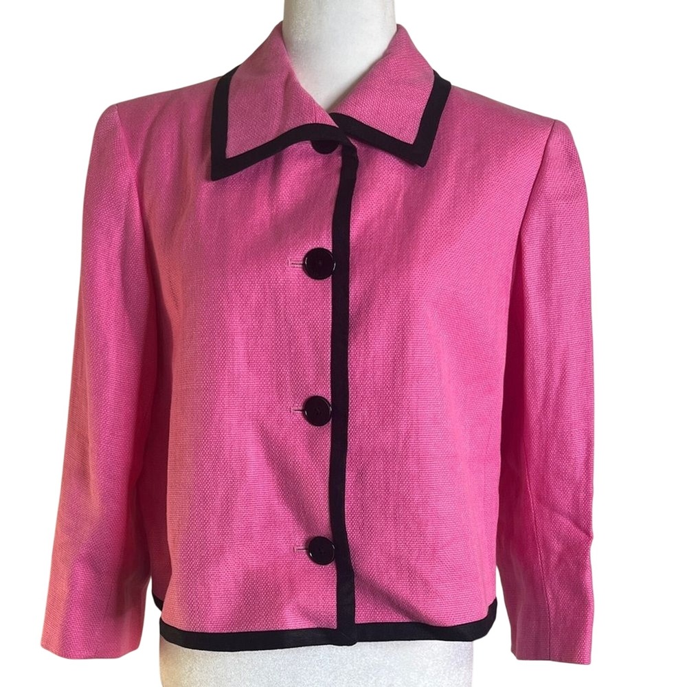 NWT Lauren Ralph Lauren Woven Linen Blazer Jacket Pink sz 14 Chic Preppy Career